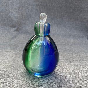 Emerald Green & Cobalt Blue Glass Perfume Bottle